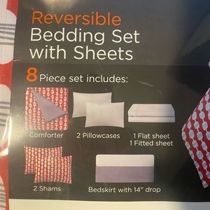 8 piece red bedding set